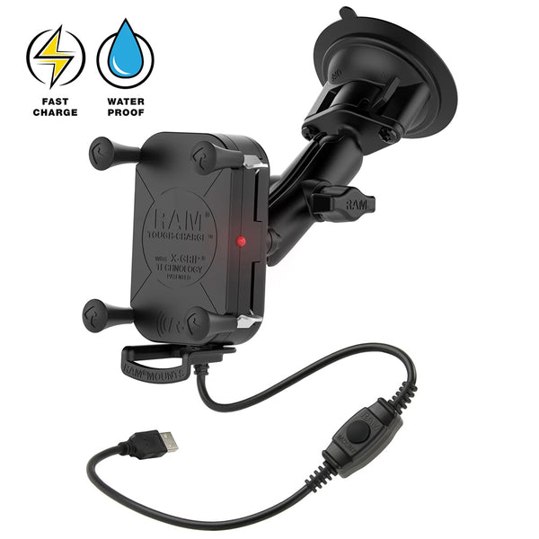 RAM Mount RAM Tough-Charge 15W Wireless Charging Suction Cup Mount [RAM-B-166-UN12W-1] - Essenbay Marine