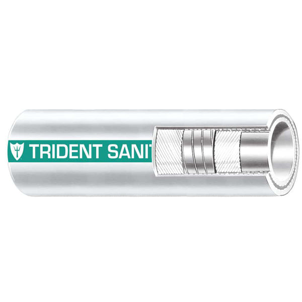 Trident Marine 1-1/2" Premium Marine Sanitation Hose - White with Green Stripe - Sold by the Foot [102-1126-FT] - Essenbay Marine