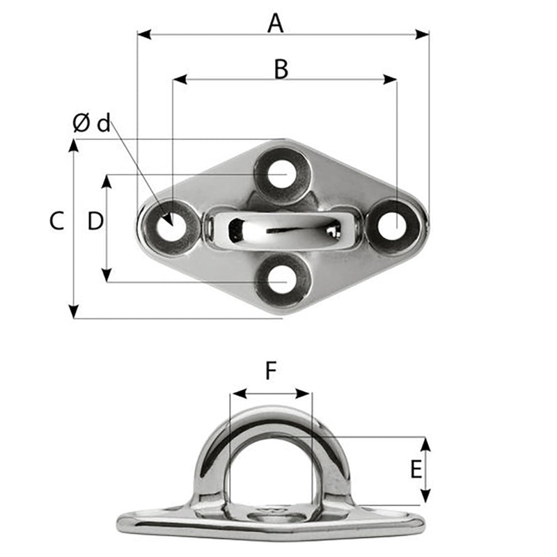 Wichard Diamond Pad Eye - Round - 79mm Length (3-7/64") - M6 Screw [6645] - Essenbay Marine