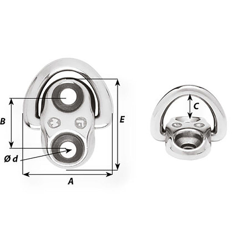 Wichard Folding Pad Eye - 6mm Diameter (15/64") - 2 Fixed Holes [6684] - Essenbay Marine