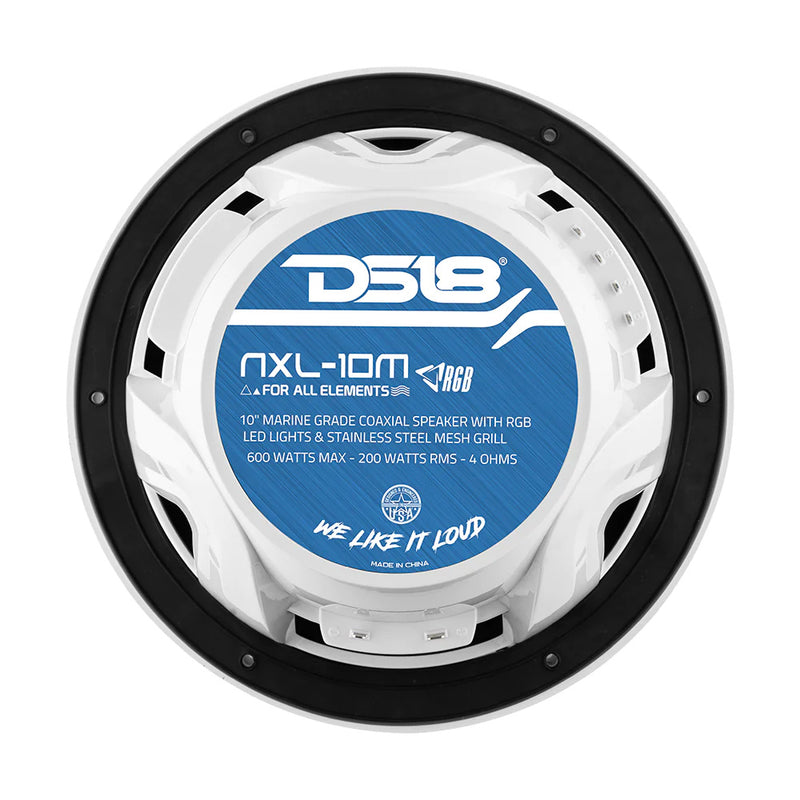 DS18 HYDRO 10" 2-Way Speakers w/Bullet Tweeter  Integrated RGB LED Lights - White [NXL-10M/WH] - Essenbay Marine