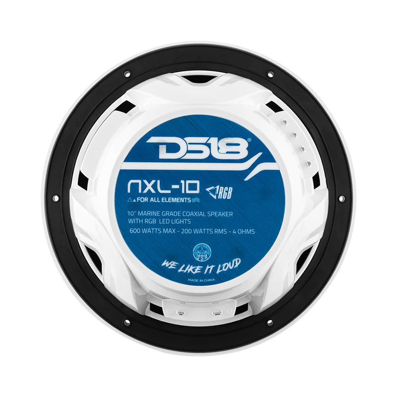 DS18 HYDRO 10" 2-Way Marine Speakers w/Bullet Tweeters  Integrated RGB LED Lights - White [NXL-10/WH] - Essenbay Marine