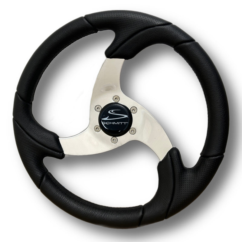 Schmitt 14" Folletto Wheel Black Polyurethane Polished Spokes PU026104 - Essenbay Marine