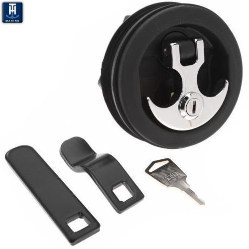 TH Marine Anchor Handle Lid Lock-Black Base Chrome Handle-Locking ALC-1-DP - Essenbay Marine