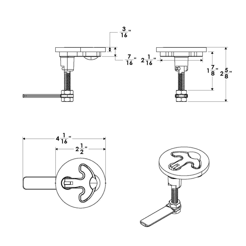 TACO Marine Round White 2-1/2" Nylon Latch-Tite Latch F42-2500WHSS - Essenbay Marine