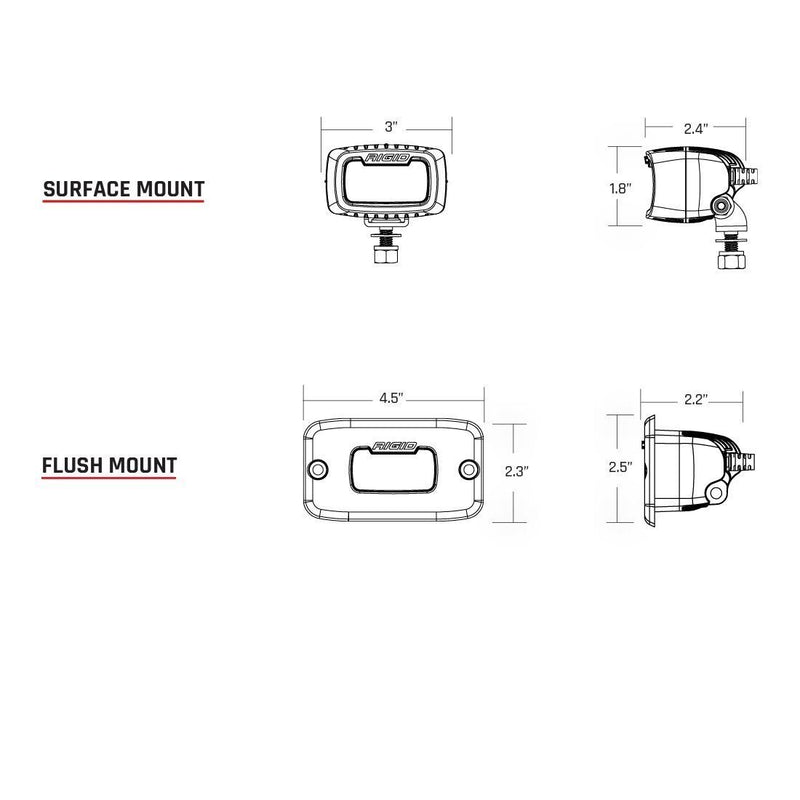 Rigid SR-M Series Pro White LED Flood Light Flush or Surface Mount 962513 - Essenbay Marine