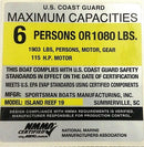 Sportsman Boats – Sportsman Maximum Capacity Placard 6 Person / 1903LBS / 115HP Island Reef 19 – 6.2Q1 / 27411M