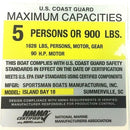 Sportsman Boats – Sportsman Maximum Capacity Placard 5 Persons / 1628LBS / 90HP Island Bay 18 – 6.2Q1