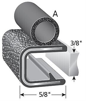 Trim-Lok Black Door Seal 3/8" X 5/8" With .375" Bulb 3375B3X3-8A By The Foot - Essenbay Marine