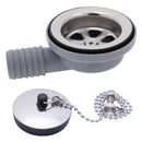 Ambassador Marine – 2 in Drain, 95 Degree Drain, Low Profile, 1 in Marine Hose Barb, w/Chain Stopper Ultra-Mirror Finish – S00-0101-UP-R - Essenbay Marine