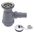 Ambassador Marine – 2 in Drain, Trap Sink Drain, 1 1/4 in & 1 1/2 in Marine Hose Barb, w/Chain Stopper Brushed Finish – S00-0109-BP-R - Essenbay Marine