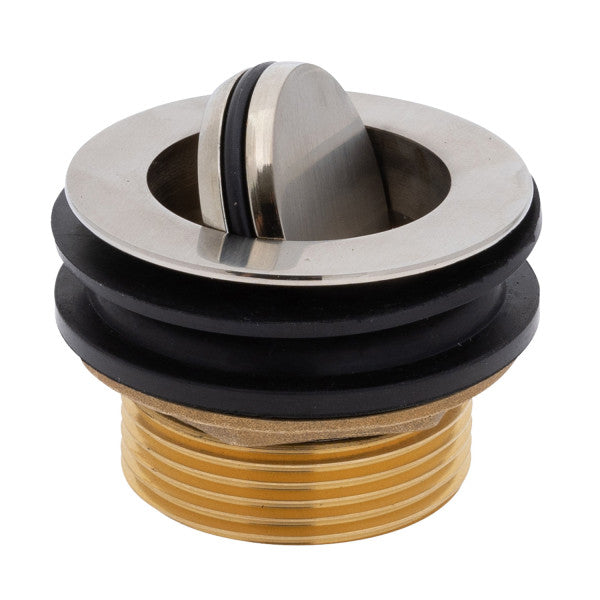 Ambassador Marine – 1 1/2 in Drain, Flip Drain no Overflow, Straight, 1 1/4 in-M Thread Adapter Brushed Nickel – S01-0304-NP-R