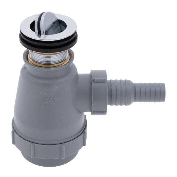 Ambassador Marine – 1 1/2 in Drain, Flip Trap Sink Drain no Overflow, 3/4 in & 1 in Marine Hose Barb Chrome – S01-0308-CP-R