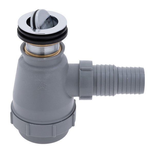 Ambassador Marine – 1 1/2 in Drain, Flip Trap Sink Drain no Overflow, 1 1/4 in & 1 1/2 in Marine Hose Barb Chrome – S01-0309-CP-R