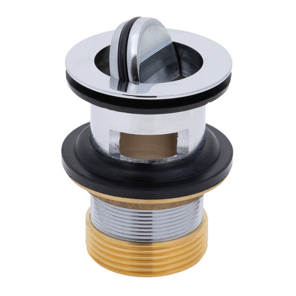Ambassador Marine – 1 1/2 in Drain, Flip Drain with Overflow, Straight, 1 1/4 in-M Thread Adapter Chrome – S01-0504-CP-R