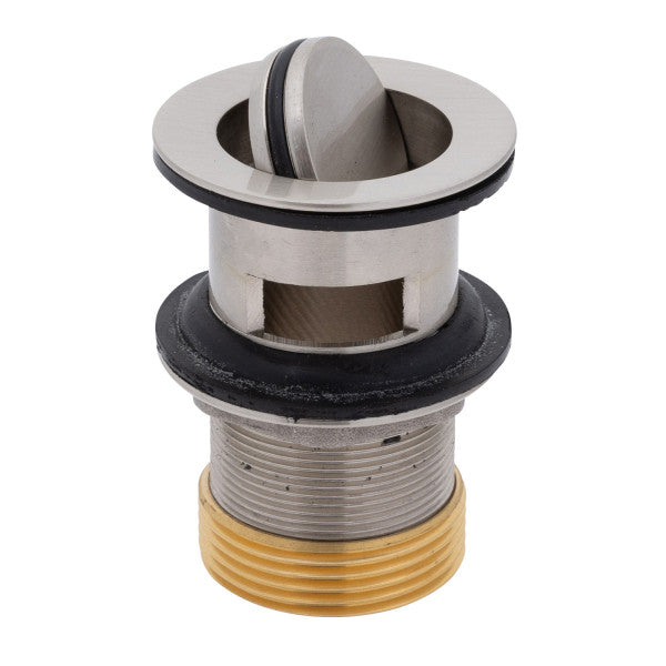 Ambassador Marine – 1 1/2 in Drain, Flip Drain with Overflow, Straight, 1 1/4 in-M Thread Adapter Brushed Nickel – S01-0504-NP-R