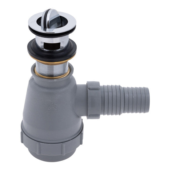 Ambassador Marine – 1 1/2 in Drain, Flip Trap Sink Drain with Overflow, 1 1/4 in & 1 1/2 in Marine Hose Barb Chrome – S01-0509-CP-R