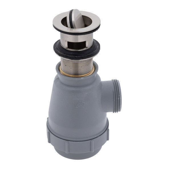 Ambassador Marine – 1 1/2 in Drain, Flip Trap Sink Drain with Overflow, 1 1/4 in-M Thread Brushed Nickel – S01-0516-NP-R