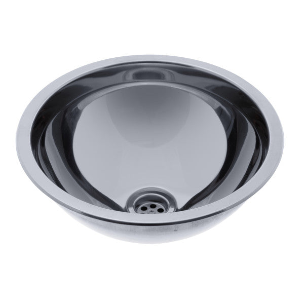 Ambassador Marine – Half-Sphere Sink Ultra-Mirror Finish, 304 Stainless Steel, 1 1/2 in Drain, SoundKOTE – S24-6400-UM-R