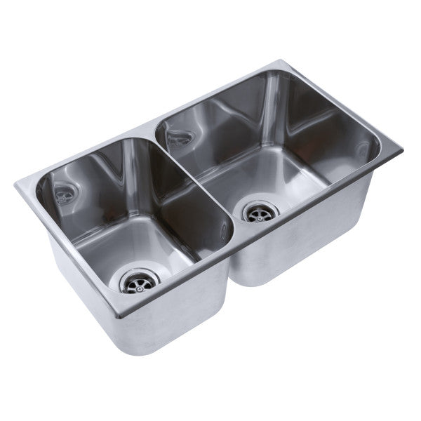 Ambassador Marine – Double Rectangle Sink Ultra-Mirror Finish, 304 Stainless Steel, 2 in Drain, SoundKOTE – S54-1823-UM-R