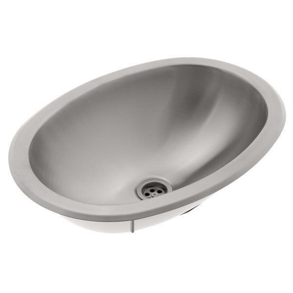 Ambassador Marine – Oval Sink Brushed Finish, 304 Stainless Steel, 1 1/2 in Drain, SoundKOTE, With Studs – S67-6515-BR-R