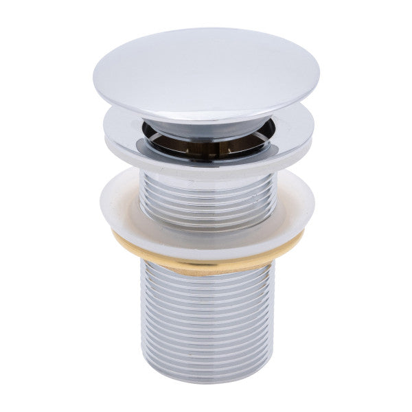 Ambassador Marine – 1 3/4 in Drain, Touch Drain with Cover, no Overflow, Straight, 1 1/4 in-M Thread Chrome – V03-0704-CP-R