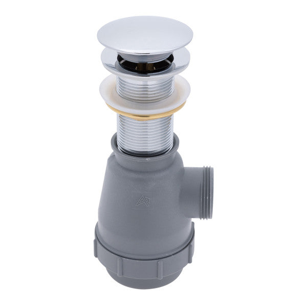Ambassador Marine – 1 3/4 in Drain, Touch Trap Sink Drain with Cover, no Overflow, 1 1/4 in-M Thread Chrome – V03-0716-CP-R