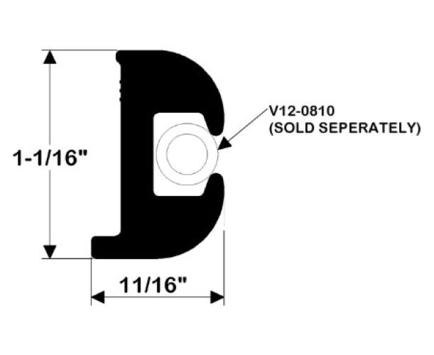 Taco Flexible Rub Rail 1-1/16’’ x  11/16’’ 50' Black V11-0809BKA50-1 - Essenbay Marine