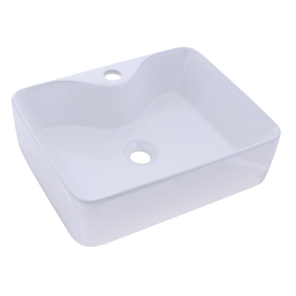 Ambassador Marine – Rectangle Vessel- Smooth Porcelain, 19 1/4 in x 15 in x 5 1/8 in, w/Faucet Mount, 1 3/4 in Drain White – V48-3534-WH-R