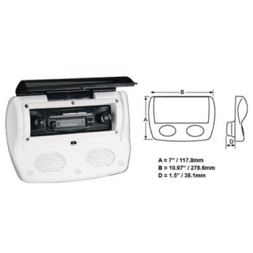 Poly-Planar Marine White Stereo Housing With Speakers WC-700