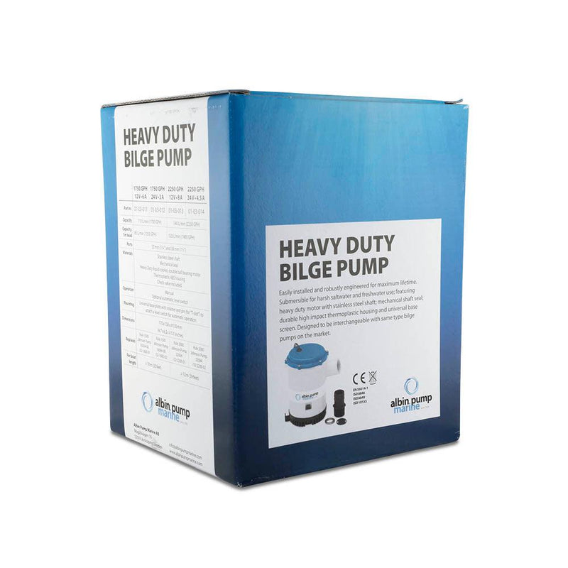 Albin Pump marine Bilge Pump Heavy Duty 1750 GPH 12V 01-03-011 - Essenbay Marine