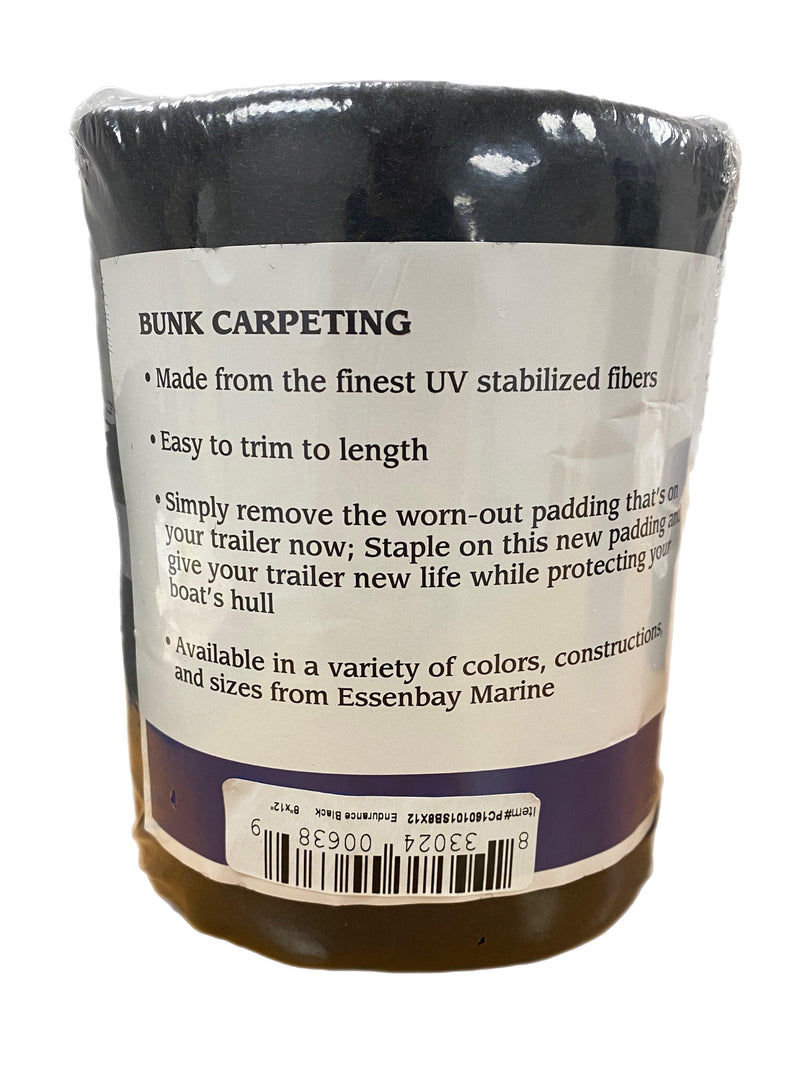 Essenbay Marine 16 oz. Black Trailer Bunk Carpeting 8" x 12' - Essenbay Marine