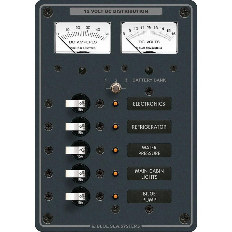 Blue Sea 8081 DC 5 Position Toggle Branch Circuit Breaker Panel - White Switches [8081] - Essenbay Marine