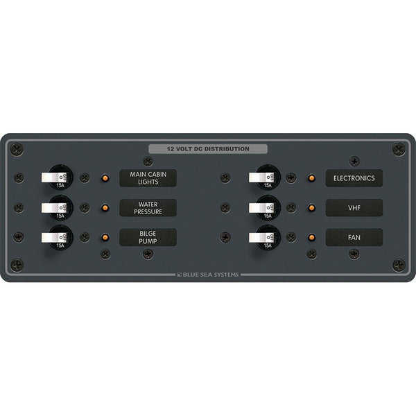 Blue Sea 8096 DC 6 Position Toggle Branch Circuit Breaker Panel - White Switches [8096] - Essenbay Marine