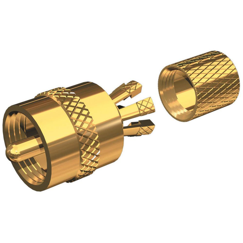 Shakespeare PL-259-CP-G - Solderless PL-259 Connector for RG-8X or RG-58/AU Coax - Gold Plated [PL-259-CP-G] - Essenbay Marine
