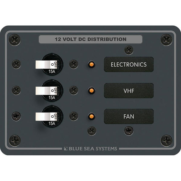 Blue Sea 8025 DC 3 Position Breaker Panel - White Switches [8025] - Essenbay Marine