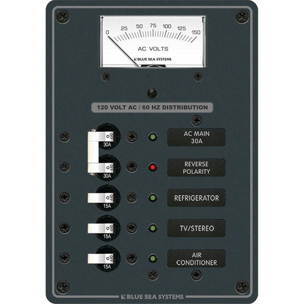 Blue Sea 8043 AC Main +3 Positions Toggle Circuit Breaker Panel - White Switches [8043] - Essenbay Marine