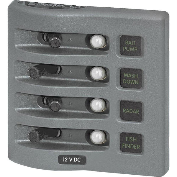 Blue Sea 4374 WeatherDeck Water Resistant Circuit Breaker Panel - 4 Position - Grey [4374] - Essenbay Marine