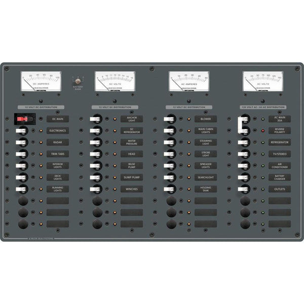 Blue Sea 8095 AC Main +8 Positions / DC Main +29 Positions Toggle Circuit Breaker Panel   (White Switches) [8095] - Essenbay Marine
