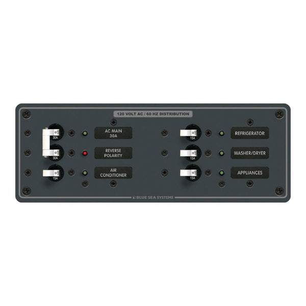Blue Sea 8099 AC Main +4 Positions Toggle Circuit Breaker Panel  (White Switches) [8099] - Essenbay Marine