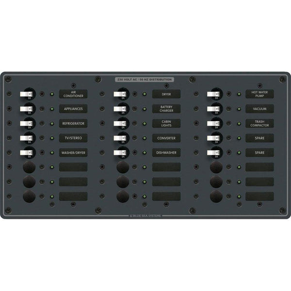 Blue Sea 8165 AV 24 Position 230v (European) Breaker Panel - White Switches [8165] - Essenbay Marine