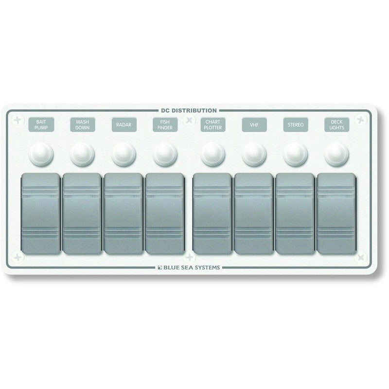 Blue Sea 8271 Water Resistant Panel - 8 Position - White - Horizontal Mount [8271] - Essenbay Marine