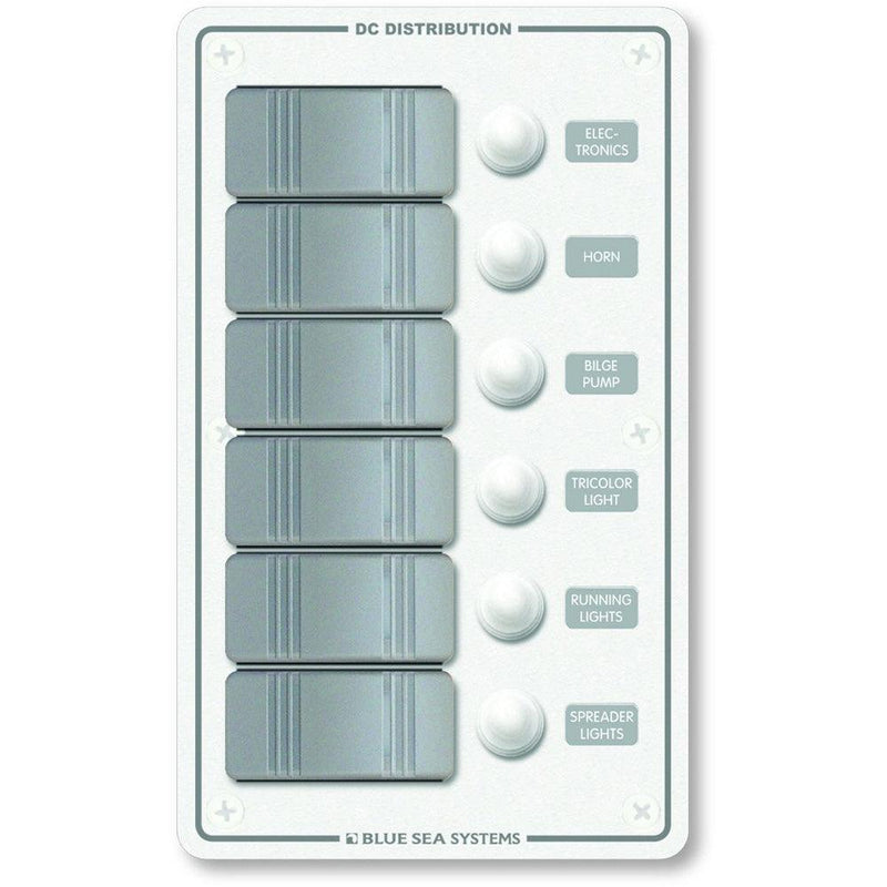 Blue Sea 8273 Water Resistant Panel - 6 Position - White - Vertical [8273] - Essenbay Marine