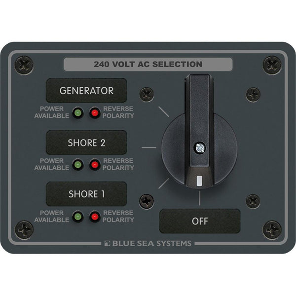 Blue Sea 8361 AC Rotary Switch Panel 65 Ampere 3 Positions + OFF, 3 Pole [8361] - Essenbay Marine