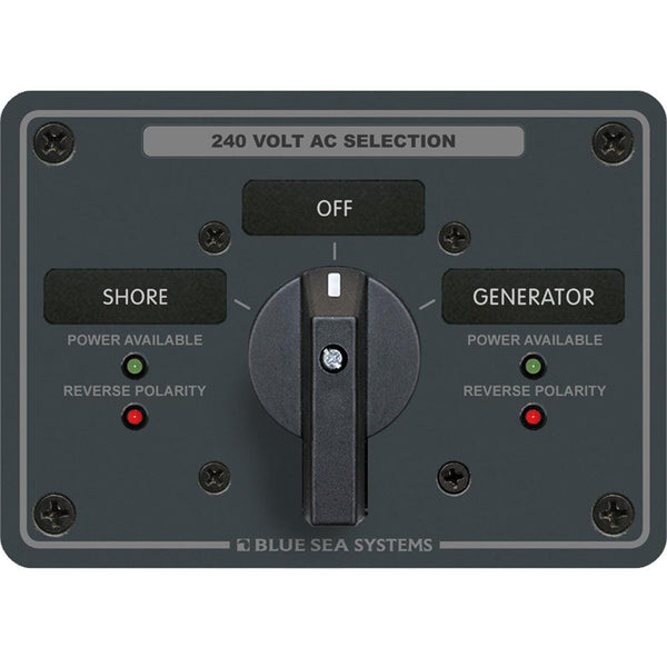 Blue Sea 8363 AC Rotary Switch Panel 65 Ampere 2 Positions + OFF, 3 Pole [8363] - Essenbay Marine