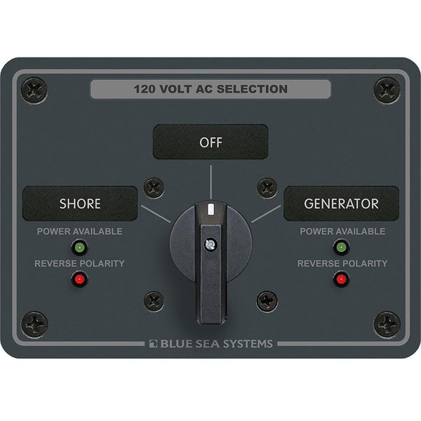 Blue Sea 8367 AC Rotary Switch Panel 30 Ampere 2 Positions + OFF, 2 Pole [8367] - Essenbay Marine