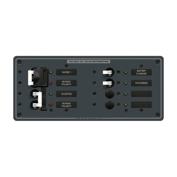 Blue Sea 8499 Breaker Panel - AC 2 Sources + 4 Positions - White [8499] - Essenbay Marine