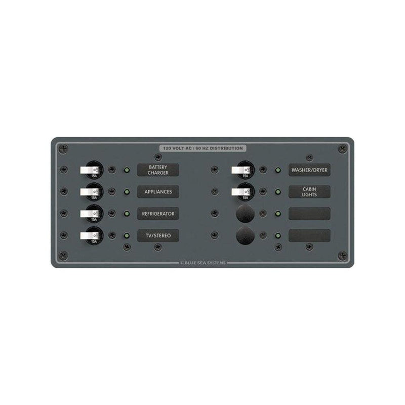 Blue Sea 8511 AC 8 Position 230v (European) Breaker Panel (White Switches [8511] - Essenbay Marine