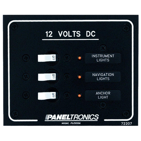 Paneltronics Standard DC 3 Position Breaker Panel w/LEDs [9972207B] - Essenbay Marine