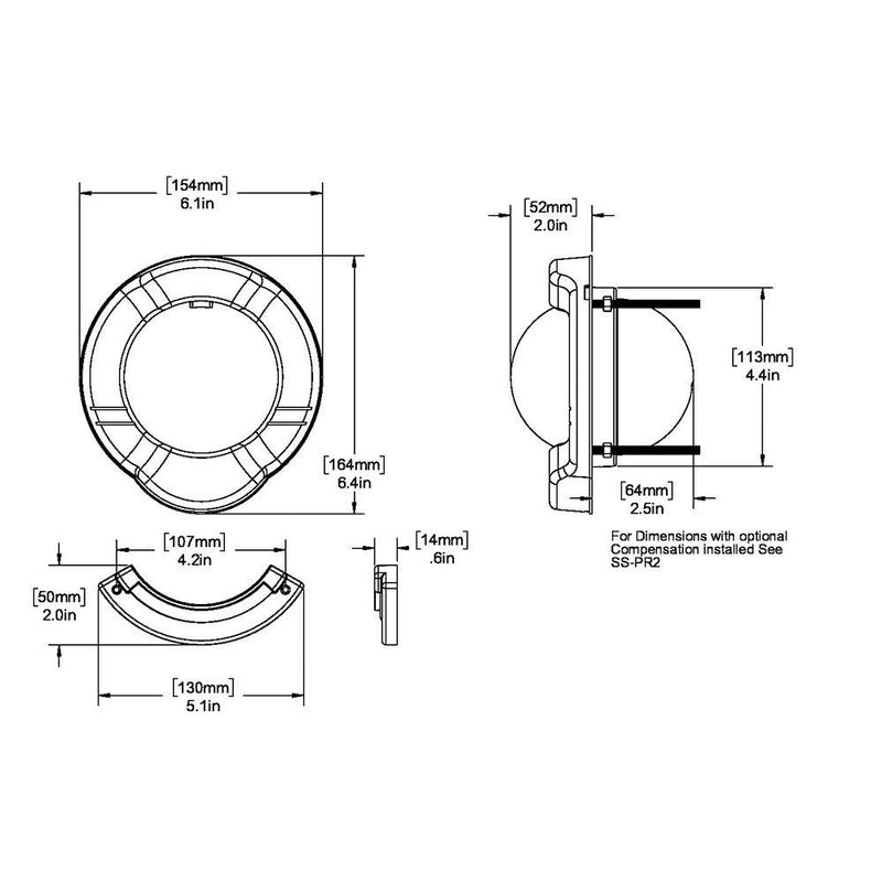 Ritchie SR-2 Venture Sail Boat Compass w/Clinometer - Bulkhead Mount - Black [SR-2] - Essenbay Marine